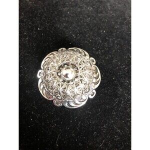 Vintage Ornate Layered Silver Tone Clip Made In Germany
